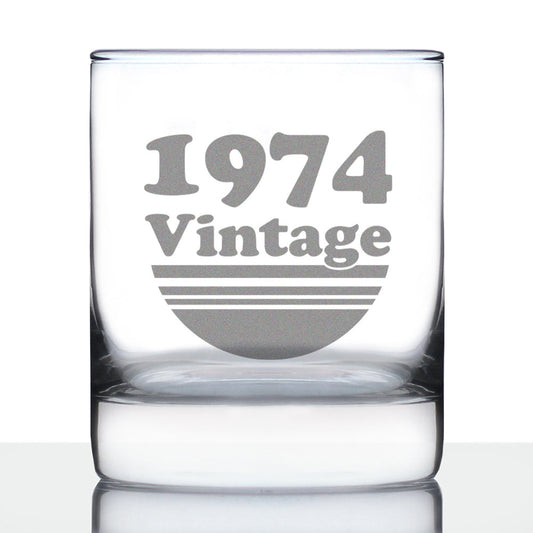 Vintage 1974 - Fun 51st Birthday Whiskey Rocks Glass Gifts for Men & Women Turning 51 - Retro Whisky Drinking Tumbler