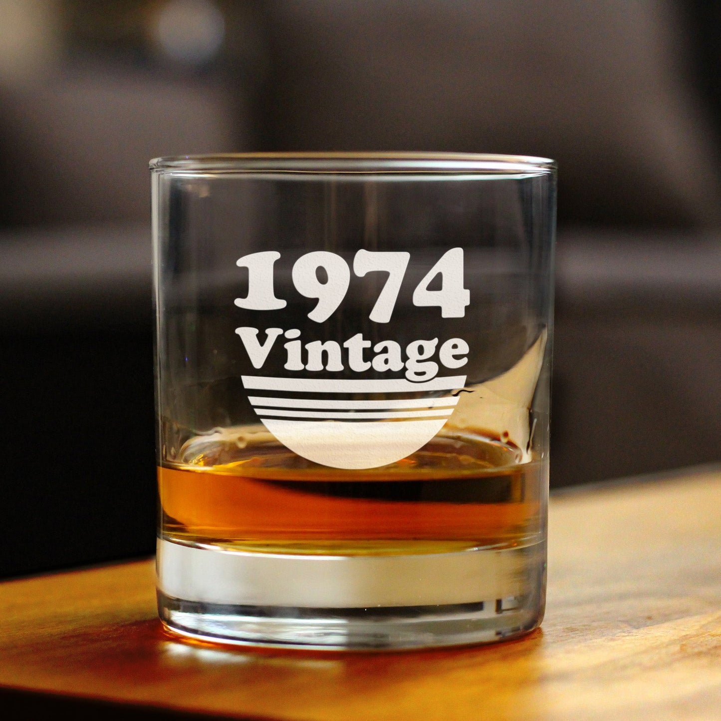 Vintage 1974 - Fun 51st Birthday Whiskey Rocks Glass Gifts for Men & Women Turning 51 - Retro Whisky Drinking Tumbler