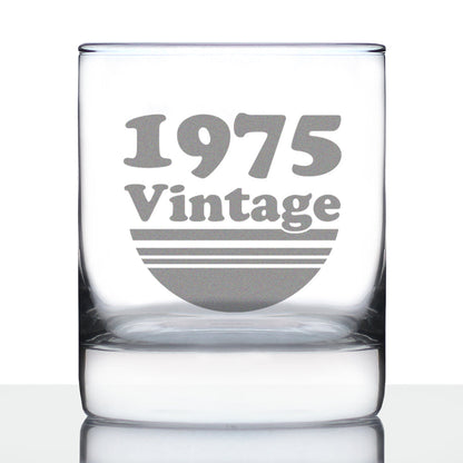 Vintage 1975 - Fun 50th Birthday Whiskey Rocks Glass Gifts for Men & Women Turning 50 - Retro Whisky Drinking Tumbler