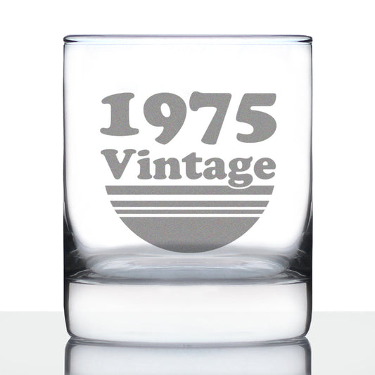Vintage 1975 - Fun 50th Birthday Whiskey Rocks Glass Gifts for Men & Women Turning 50 - Retro Whisky Drinking Tumbler