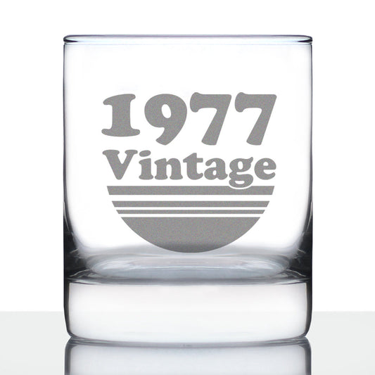 Vintage 1977 - Fun 48th Birthday Whiskey Rocks Glass Gifts for Men & Women Turning 48 - Retro Whisky Drinking Tumbler