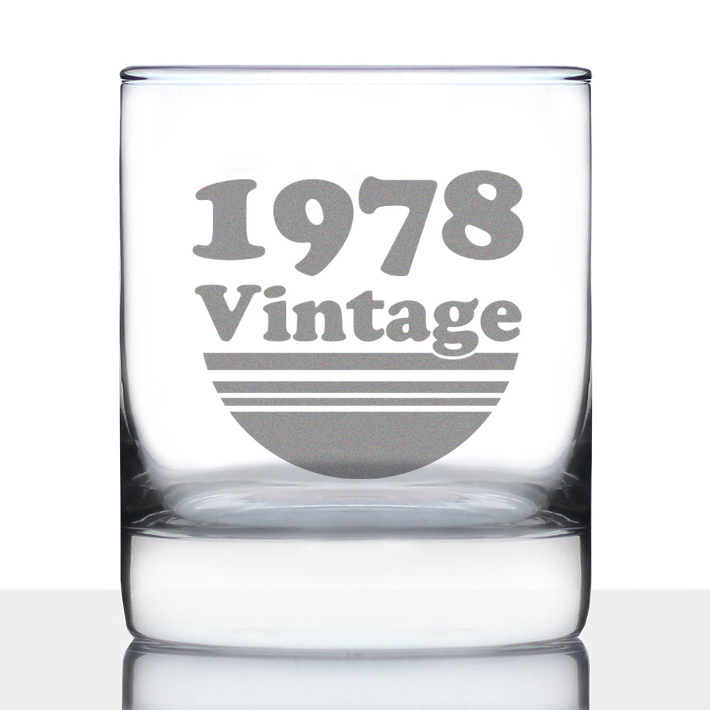 Vintage 1978 - Fun 47th Birthday Whiskey Rocks Glass Gifts for Men & Women Turning 47 - Retro Whisky Drinking Tumbler