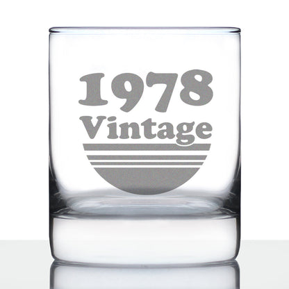 Vintage 1978 - Fun 47th Birthday Whiskey Rocks Glass Gifts for Men & Women Turning 47 - Retro Whisky Drinking Tumbler