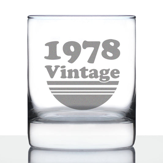 Vintage 1978 - Fun 47th Birthday Whiskey Rocks Glass Gifts for Men & Women Turning 47 - Retro Whisky Drinking Tumbler