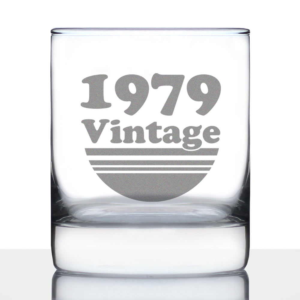 Vintage 1979 - Fun 46th Birthday Whiskey Rocks Glass Gifts for Men & Women Turning 46 - Retro Whisky Drinking Tumbler