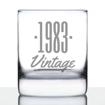 Vintage 1983 - Fun 42nd Birthday Whiskey Rocks Glass Gifts for Men & Women Turning 42 - Retro Whisky Drinking Tumbler