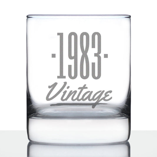 Vintage 1983 - Fun 42nd Birthday Whiskey Rocks Glass Gifts for Men & Women Turning 42 - Retro Whisky Drinking Tumbler