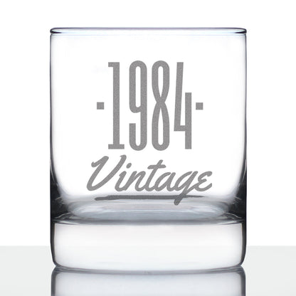 Vintage 1984 - Fun 41st Birthday Whiskey Rocks Glass Gifts for Men & Women Turning 41 - Retro Whisky Drinking Tumbler