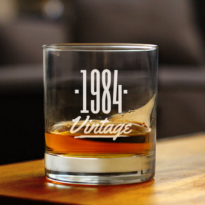 Vintage 1984 - Fun 41st Birthday Whiskey Rocks Glass Gifts for Men & Women Turning 41 - Retro Whisky Drinking Tumbler