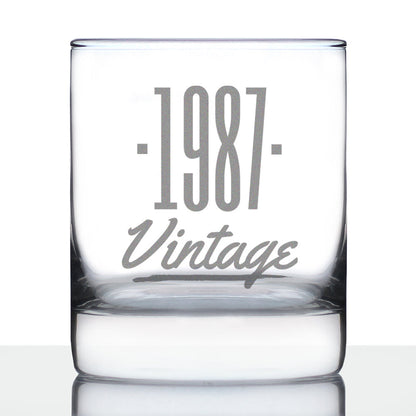 Vintage 1987 - Fun 38th Birthday Whiskey Rocks Glass Gifts for Men & Women Turning 38 - Retro Whisky Drinking Tumbler