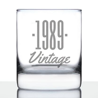 Vintage 1989 - Fun 36th Birthday Whiskey Rocks Glass Gifts for Men & Women Turning 36 - Retro Whisky Drinking Tumbler
