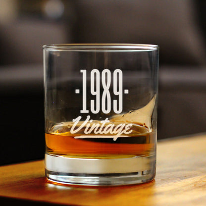 Vintage 1989 - Fun 36th Birthday Whiskey Rocks Glass Gifts for Men & Women Turning 36 - Retro Whisky Drinking Tumbler