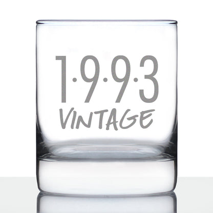 Vintage 1993 - Fun 32nd Birthday Whiskey Rocks Glass Gifts for Men & Women Turning 32 - Retro Whisky Drinking Tumbler
