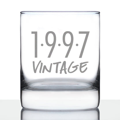 Vintage 1997 - Fun 28th Birthday Whiskey Rocks Glass Gifts for Men & Women Turning 28 - Retro Whisky Drinking Tumbler