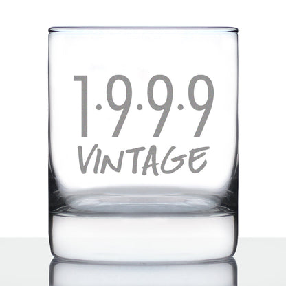 Vintage 1999 - Fun 26th Birthday Whiskey Rocks Glass Gifts for Men & Women Turning 26 - Retro Whisky Drinking Tumbler