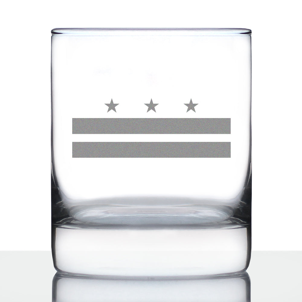 Washington DC Flag Whiskey Rocks Glass - State Themed Drinking Decor and Gifts for Washingtonian Women & Men - 10.25 Oz Whisky Tumbler Glasses