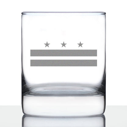 Washington DC Flag Whiskey Rocks Glass - State Themed Drinking Decor and Gifts for Washingtonian Women & Men - 10.25 Oz Whisky Tumbler Glasses