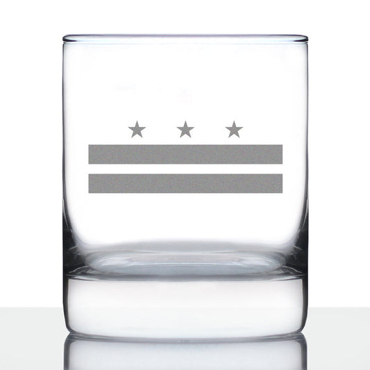 Washington DC Flag Whiskey Rocks Glass - State Themed Drinking Decor and Gifts for Washingtonian Women & Men - 10.25 Oz Whisky Tumbler Glasses