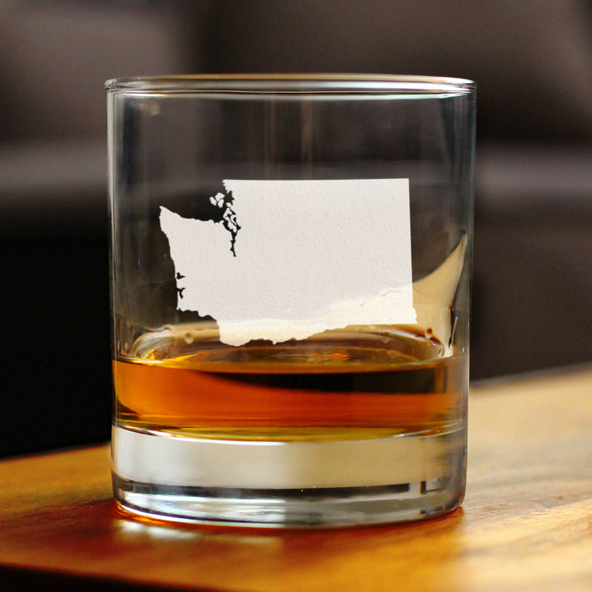 Washington State Outline Whiskey Rocks Glass - State Themed Drinking Decor and Gifts for Washingtonian Women & Men - 10.25 Oz Whisky Tumbler Glasses