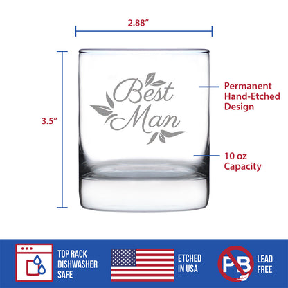 Best Man Old Fashioned Rocks Glass - Groomsmen Proposal Gifts - Unique Engraved Wedding Cup Gift