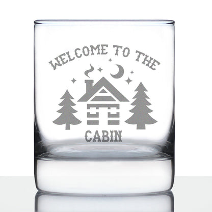 Welcome To The Cabin - Whiskey Rocks Glass Gifts - Rustic Themed Gifts and Cabin Decor Large - 10.25 Oz Glasses