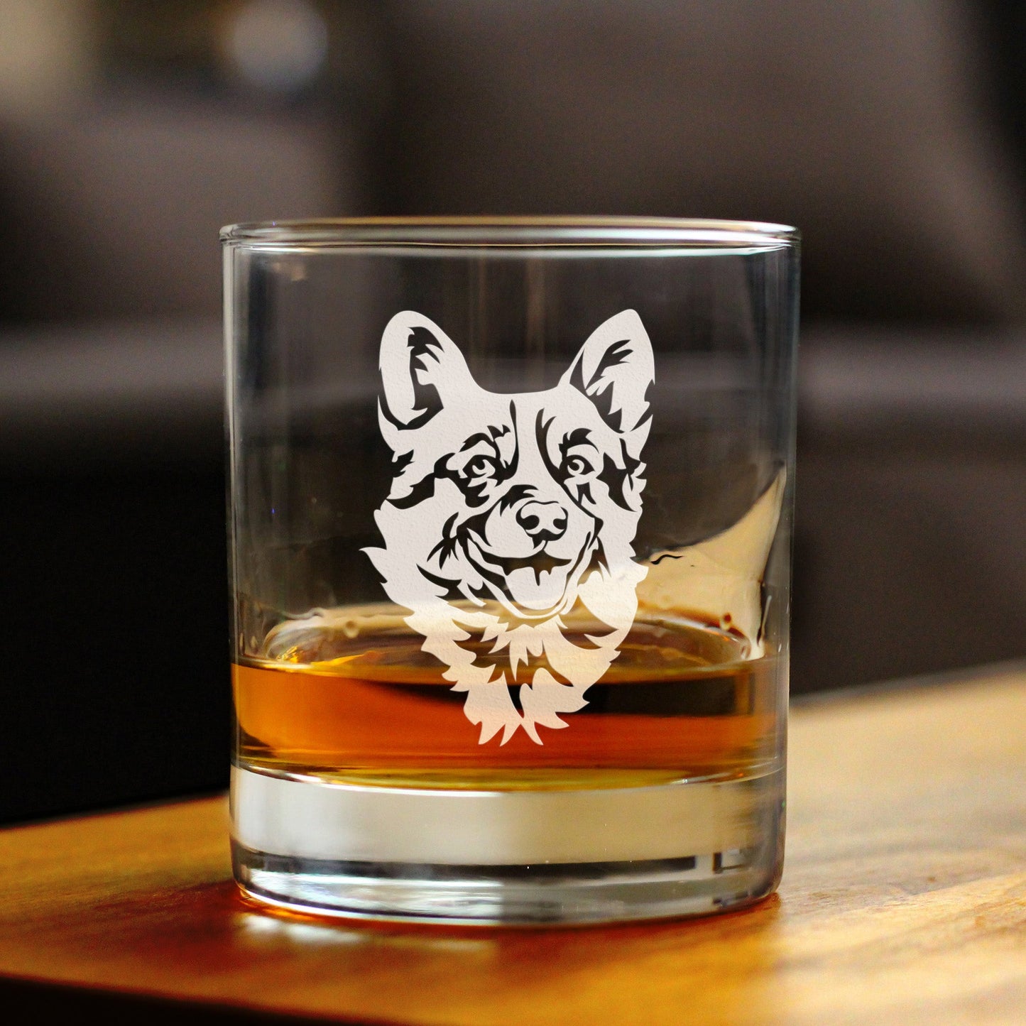 Corgi Face Whiskey Rocks Glass - Unique Dog Themed Decor and Gifts for Moms & Dads of Welsh Corgies - 10.25 Oz
