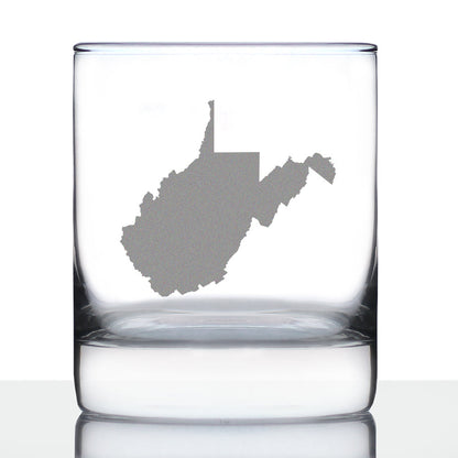 West Virginia State Outline Whiskey Rocks Glass - State Themed Drinking Decor and Gifts for West Virginian Women & Men - 10.25 Oz Whisky Tumbler Glasses