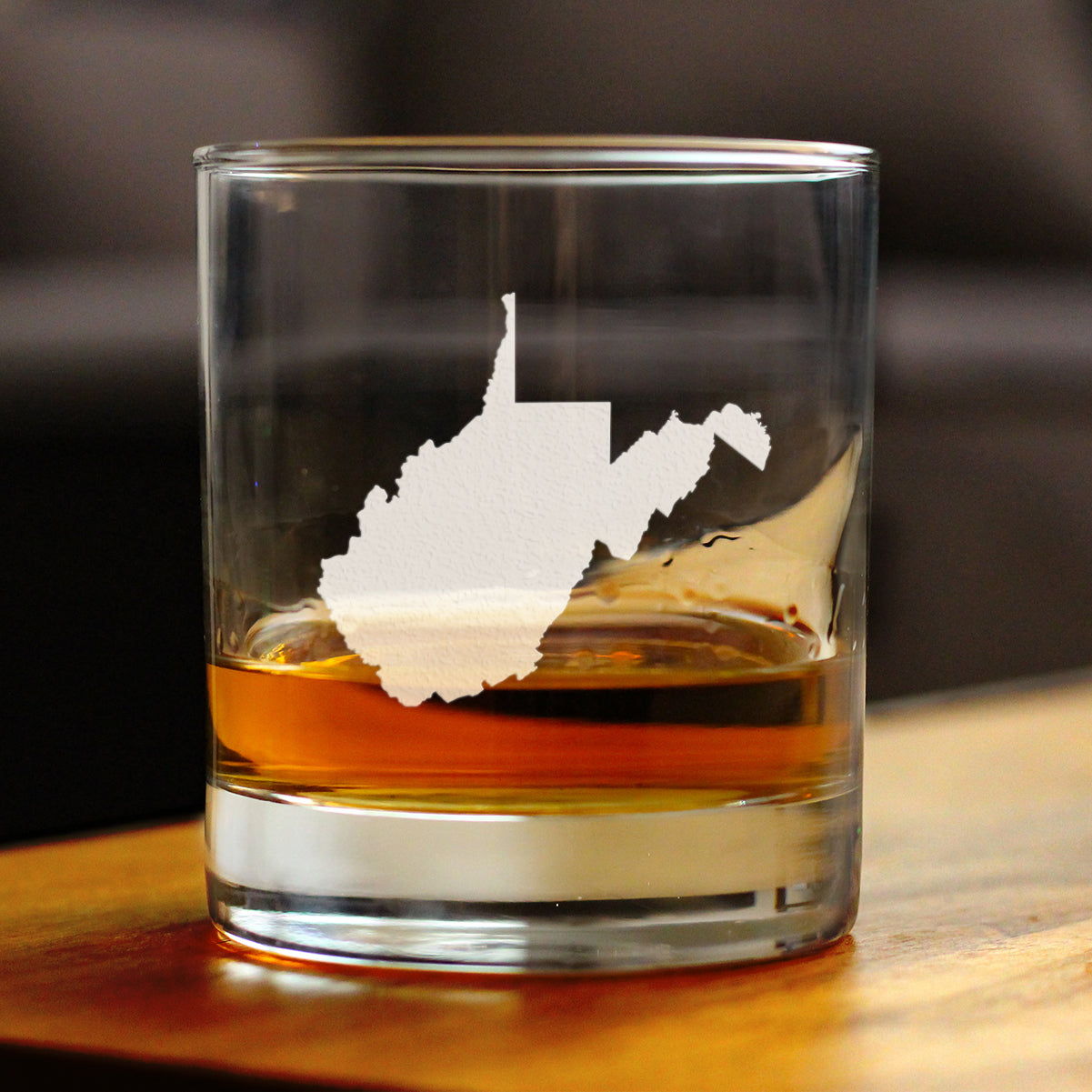 West Virginia State Outline Whiskey Rocks Glass - State Themed Drinking Decor and Gifts for West Virginian Women & Men - 10.25 Oz Whisky Tumbler Glasses