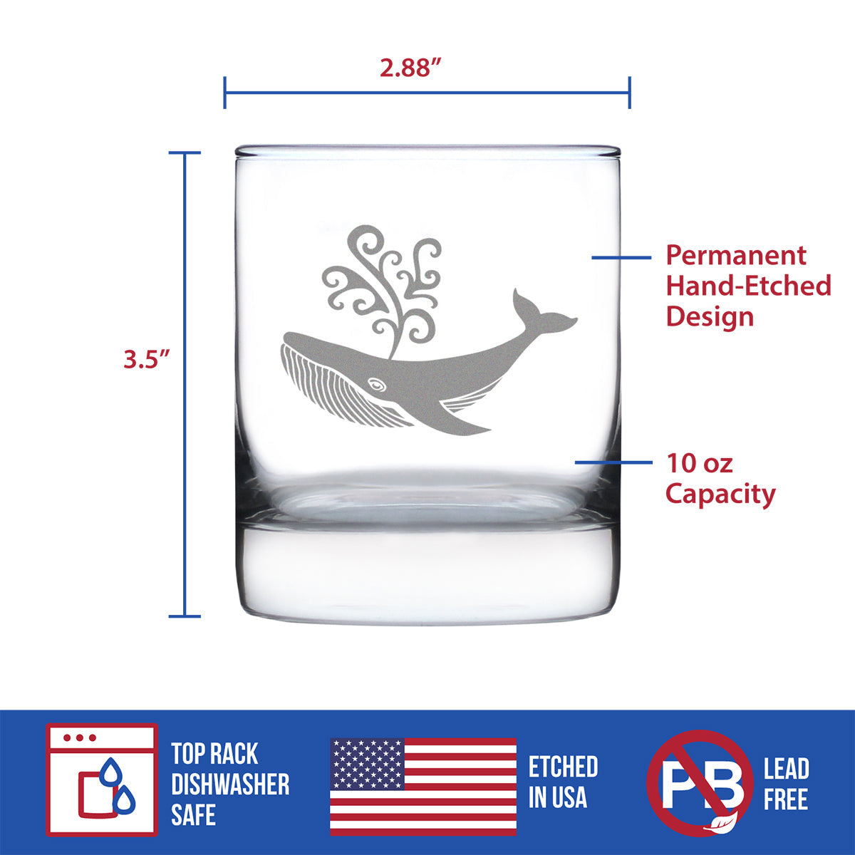 Decorative Whale - 10 Ounce Rocks Glass