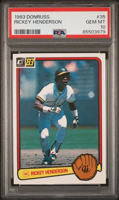 Graded 1983 Donruss Rickey Henderson #35 Baseball Card PSA 10 Gem Mint