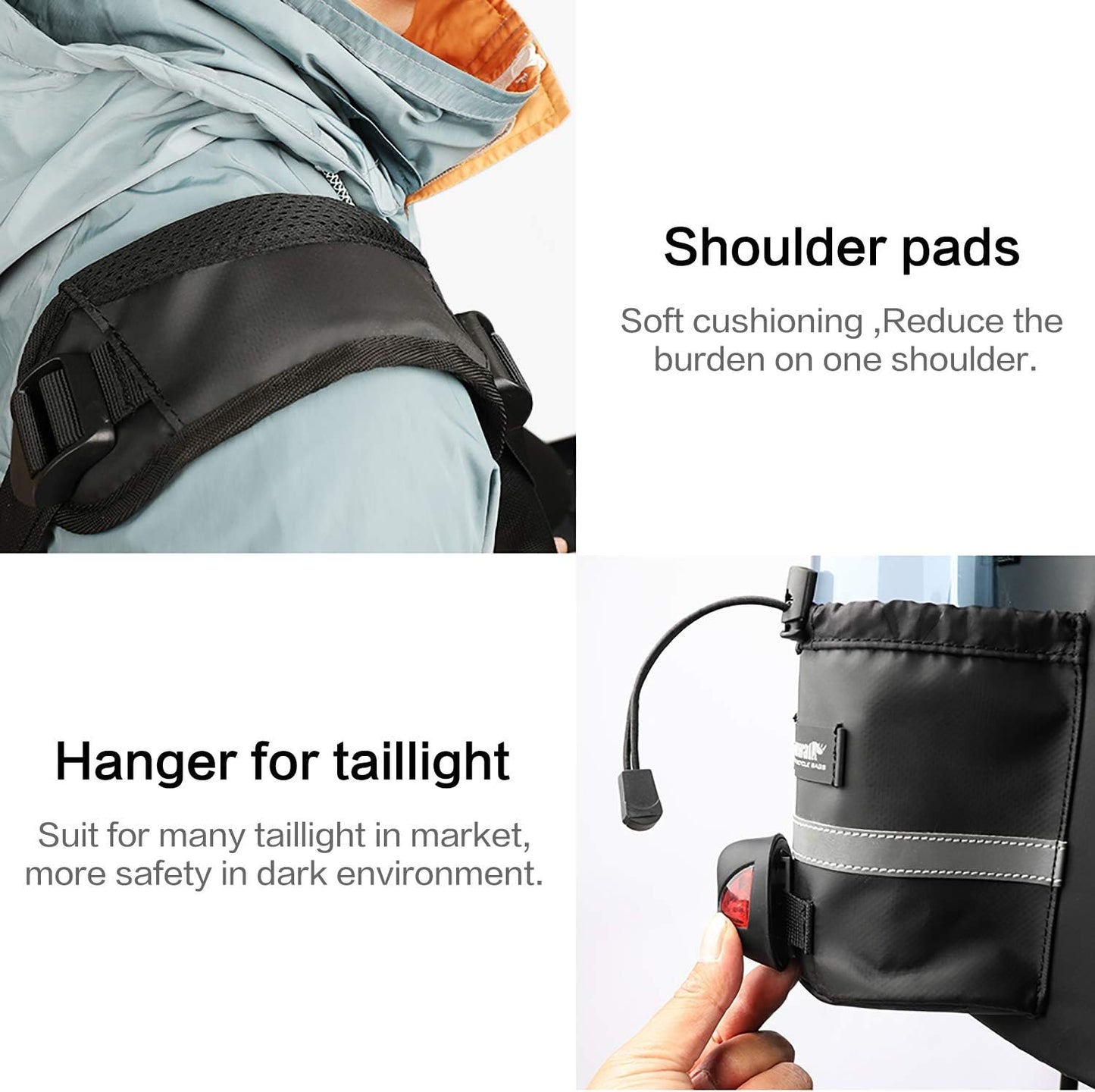 Rhinowalk Trunk Bag Bike Pannier Bag 17L for Bicycle Cargo Rack Saddle Bag Shoulder Bag Laptop Pannier Rack RK19666 17L