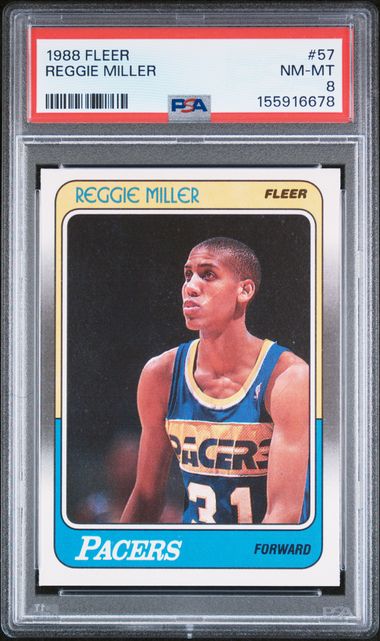 Graded 1988 Fleer Reggie Miller #57 Rookie RC Basketball Card PSA 8 NM-MT