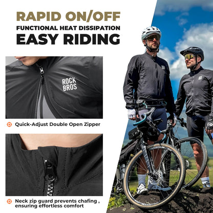 ROCKBROS Long-Seeved Cycling Windbreaker Jacket Foldable