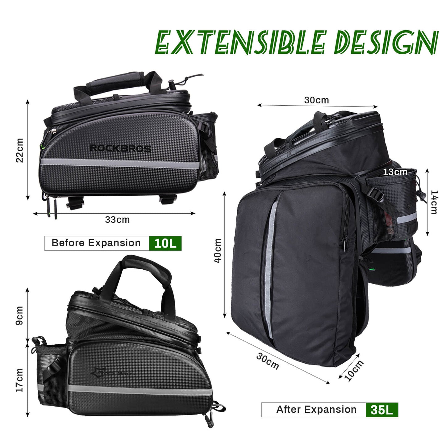 ROCKBROS Bike Rear Rack Bag Waterproof Multifunctional Bike Trunk Bag