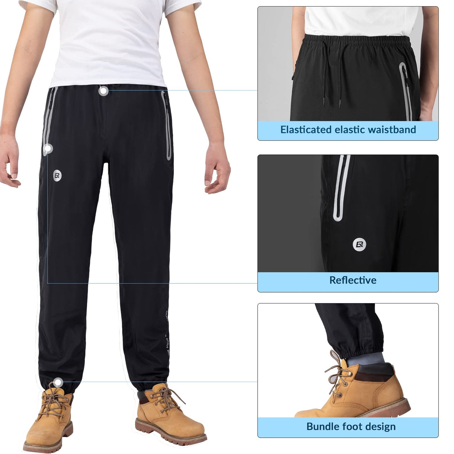 Waterproof Overtrousers for Men Women with Reflective