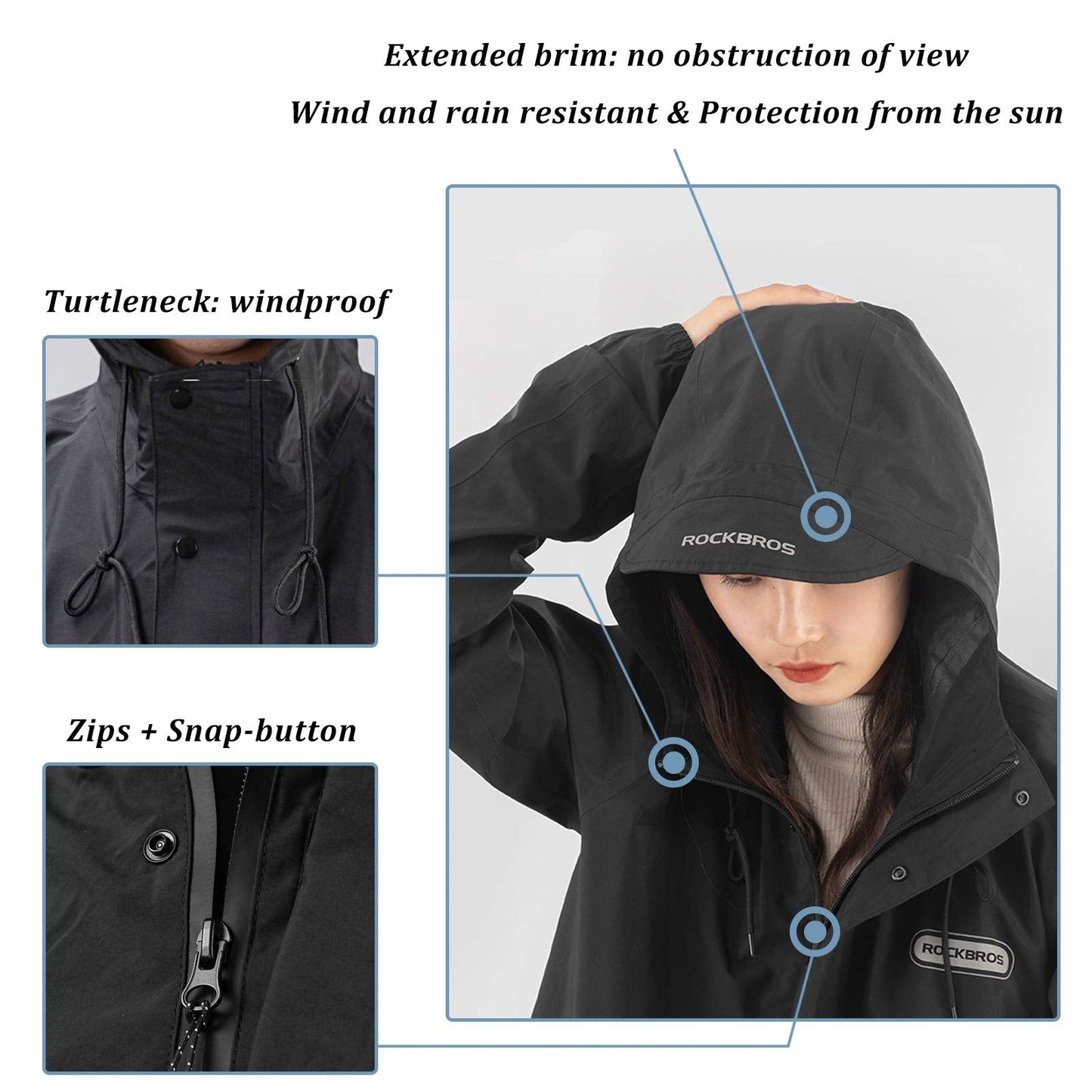 Waterproof Raincoat for Men Women with Reflective