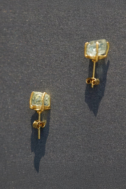 Raw Gemstone Stud Earrings Pair