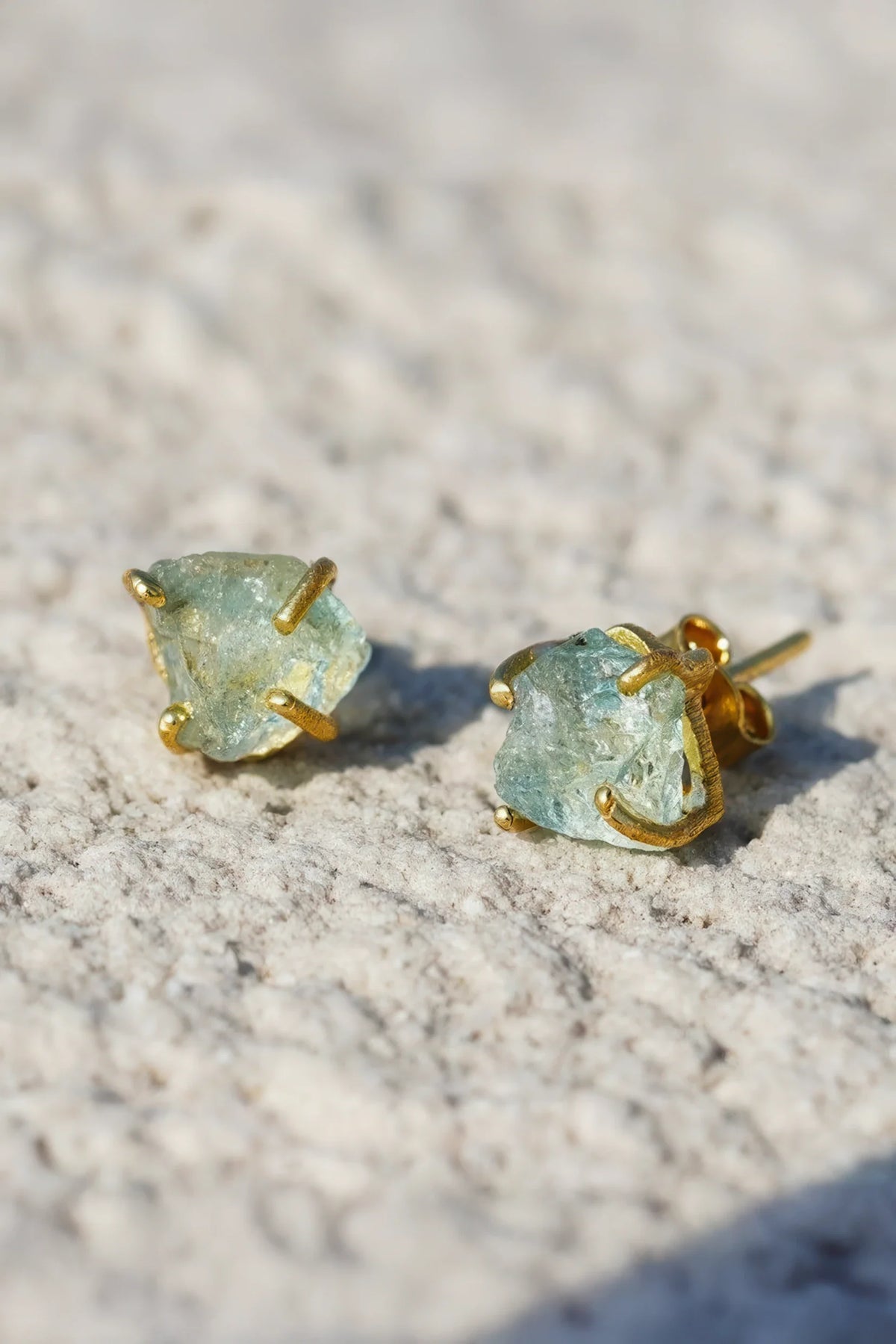 Raw Gemstone Stud Earrings Pair
