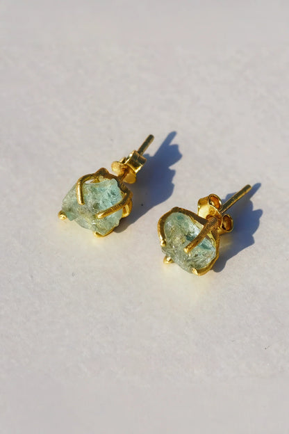 Raw Gemstone Stud Earrings Pair