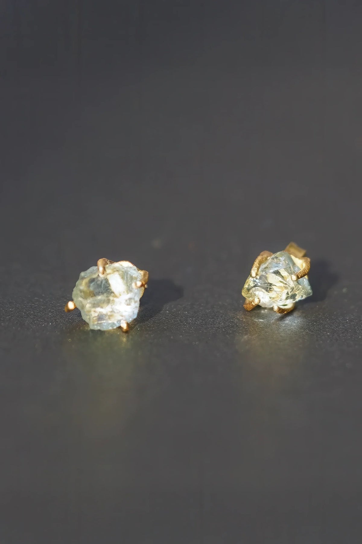 Raw Gemstone Stud Earrings Pair