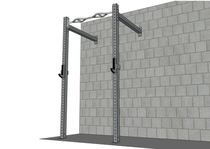 TGrip Commercial 4' Wall Mount Rig - 3x3 Steel - Functional Multi-Grip Pull-Up - Sandwich Style J-Hooks