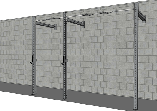 TGrip Commercial 10' Wall Mount Rig - 3x3 Steel - Functional Multi-Grip Pull-Up - Sandwich Style J-Hooks