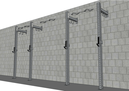 TGrip Commercial 14' Low Profile Wall Mount Rig - 3x3 Steel - Functional Multi-Grip Pull-Up - Sandwich Style J-Hooks