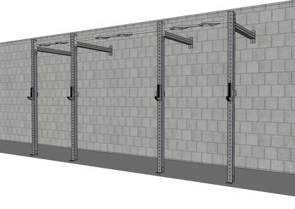 TGrip Commercial 14' Wall Mount Rig - 3x3 Steel - Functional Multi-Grip Pull-Up - Sandwich Style J-Hooks