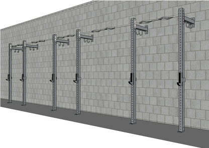 TGrip Commercial 24' Low Profile Wall Mount Rig - 3x3 Steel - Functional Multi-Grip Pull-Up - Sandwich Style J-Hooks