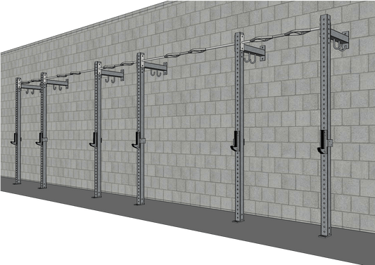 TGrip Commercial 24' Low Profile Wall Mount Rig - 3x3 Steel - Functional Multi-Grip Pull-Up - Sandwich Style J-Hooks