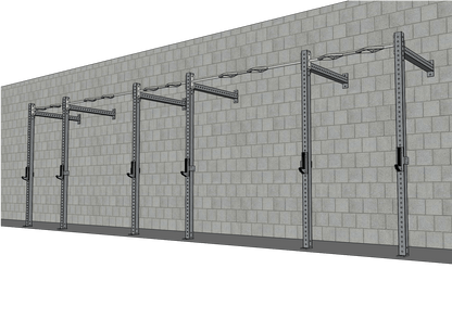 TGrip Commercial 24' Wall Mount Rig - 3x3 Steel - Functional Multi-Grip Pull-Up - Sandwich Style J-Hooks