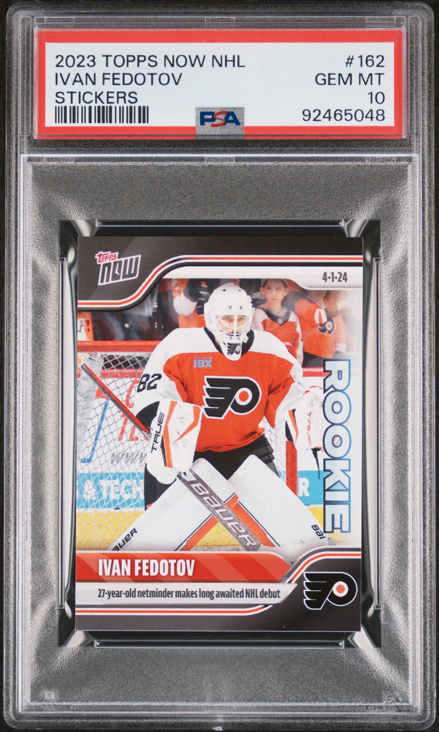 Graded 2023 Topps Now Ivan Fedotov #162 Stickers Rookie RC Hockey Card PSA 10 Gem Mint