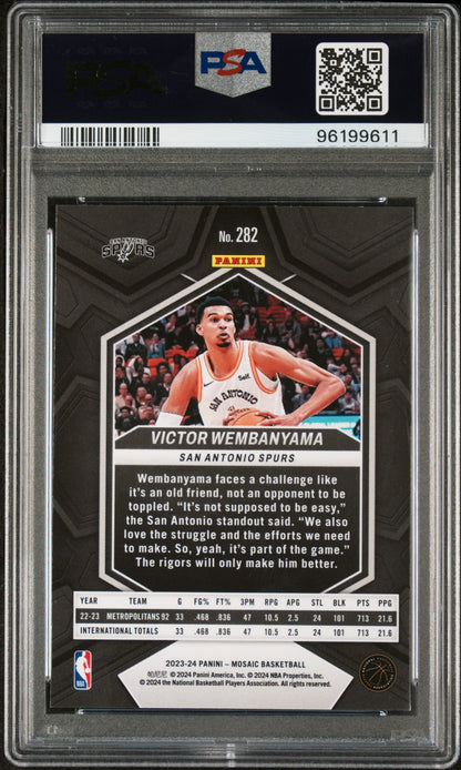 Graded 2023 Panini Mosaic Victor Wembanyama #282 Rookie RC Basketball Card PSA 10 Gem Mint
