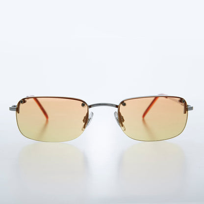 Rimless 90s Rectangle Sunglass with Two Color Lens - Rumi